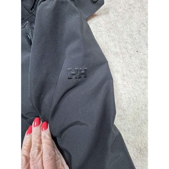 Helly Hansen Wesley II Jacket Rain Trench Coat Womens XS Black Hooded *No Belt - Picture 5 of 14